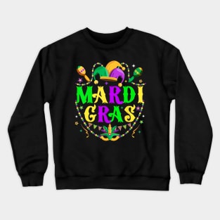 New Orleans Mardi Gras 2024 Party Mask Beads Party Hat Crewneck Sweatshirt